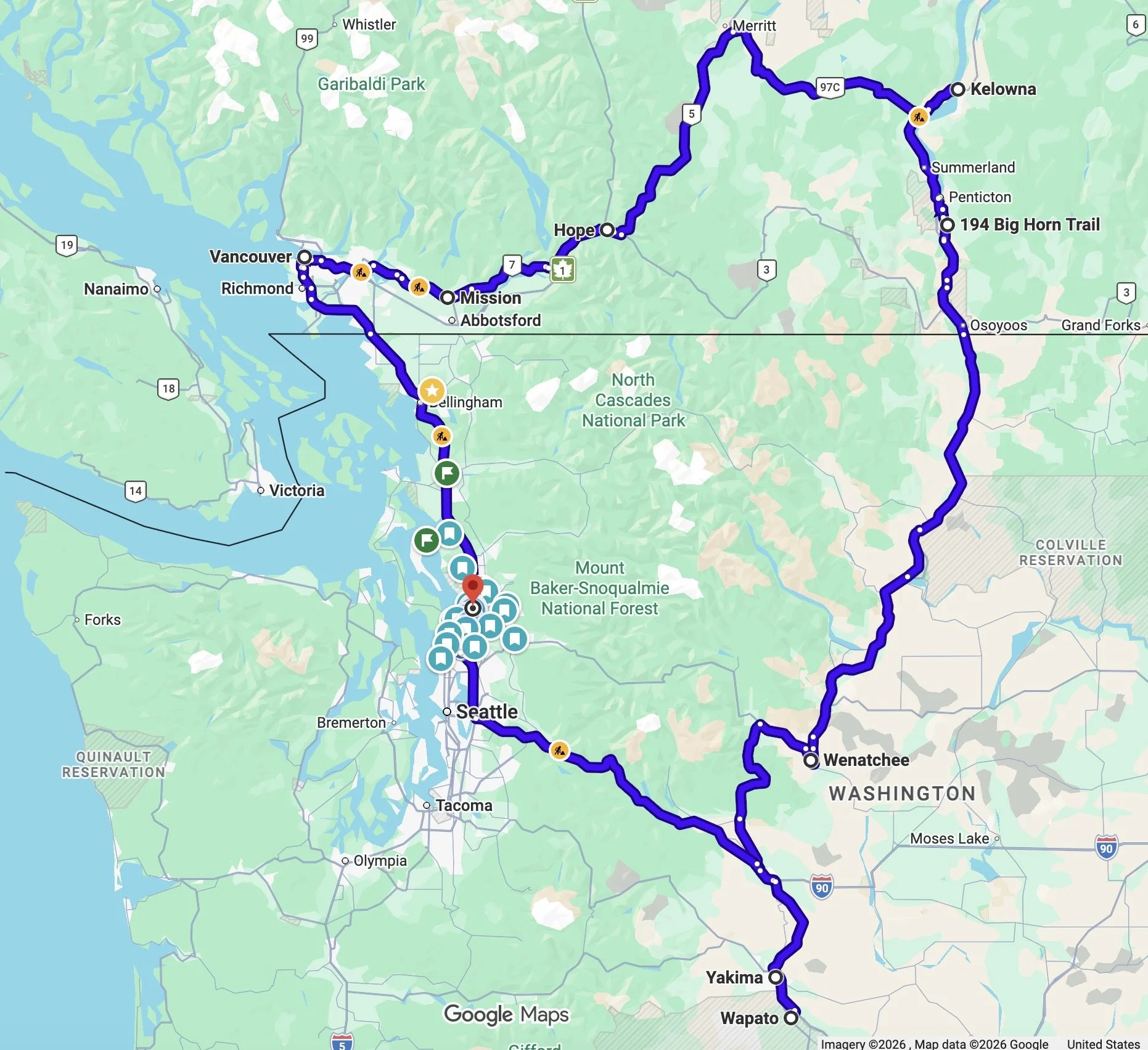 Our British Columbia and Washington Road-Trip Route