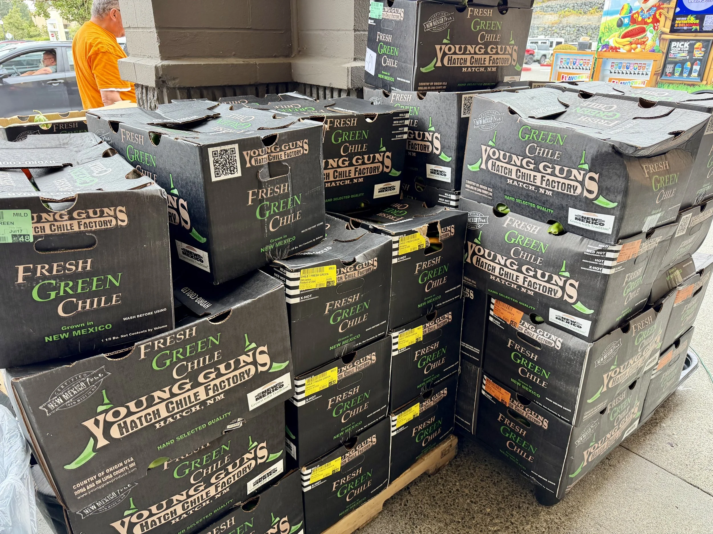 Fresh Hatch chiles arrive for the annual roasting season.