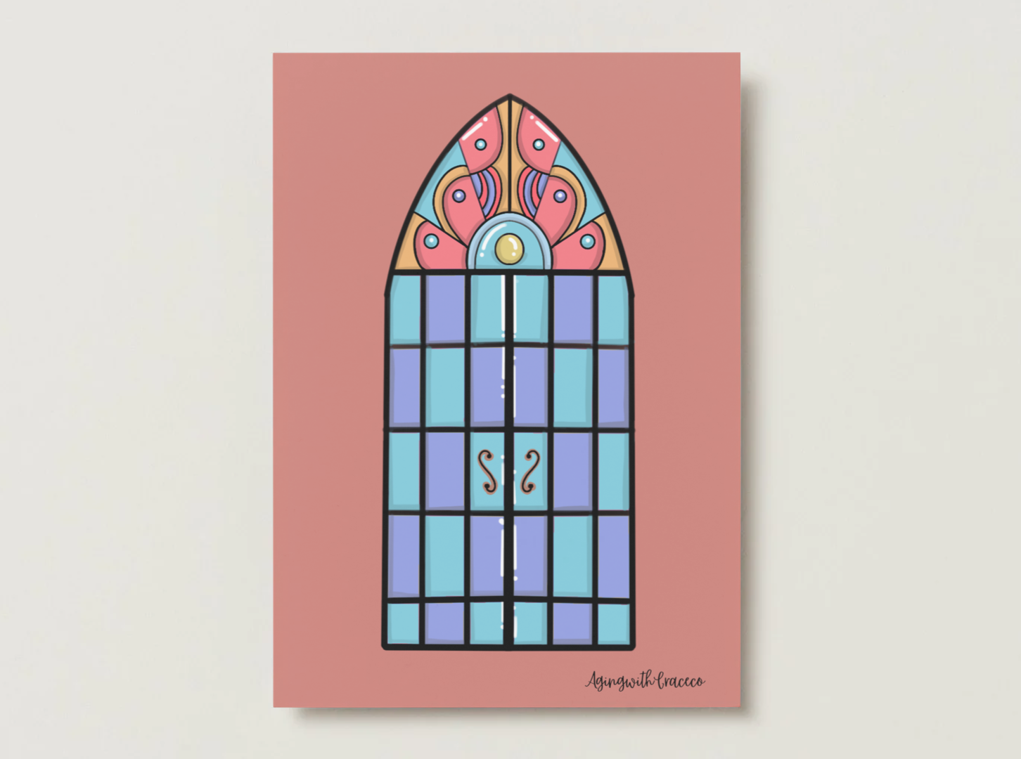 Red Stained Glass Window Art Print