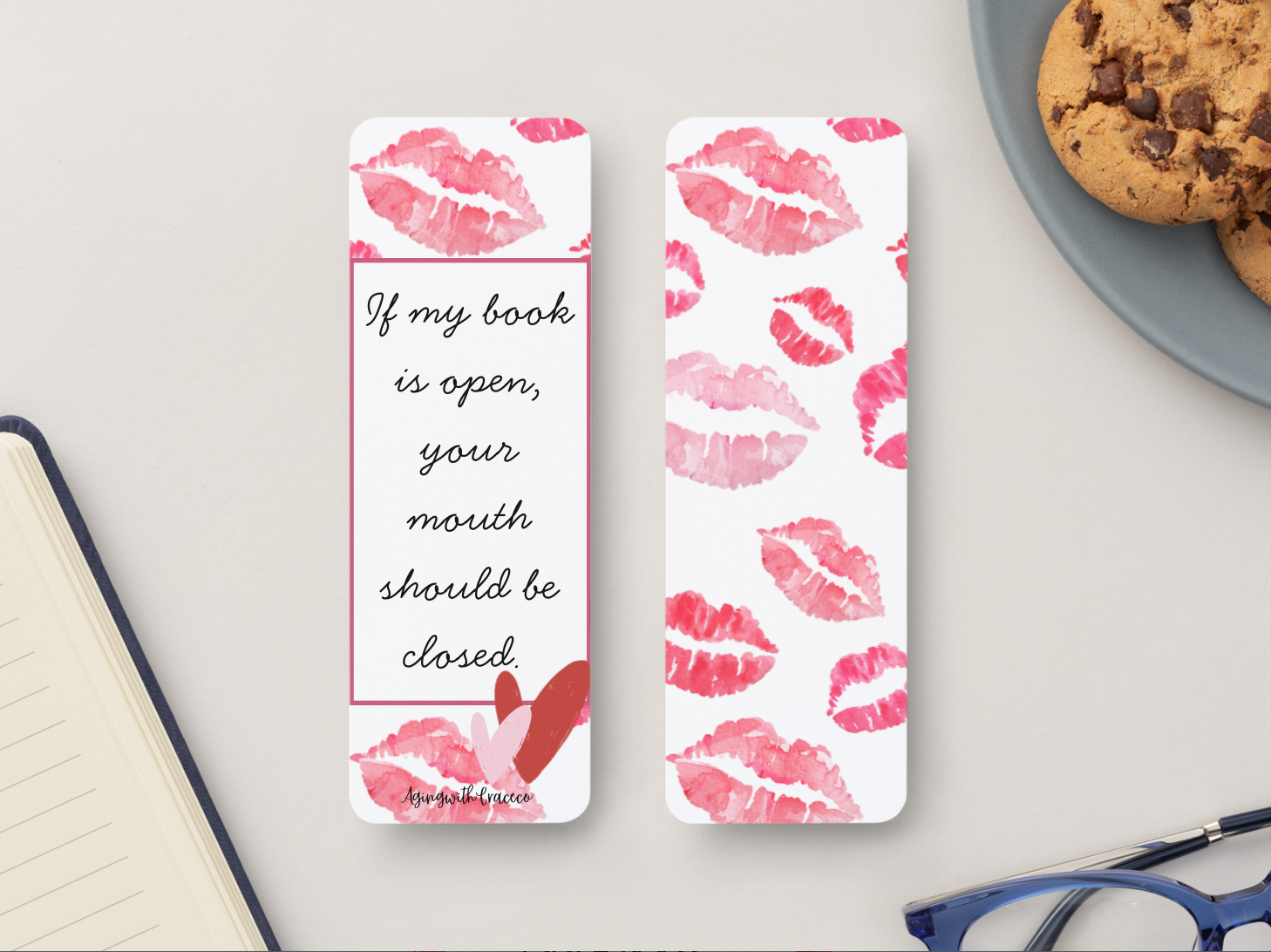 Kiss Mark Watercolor Bookmark