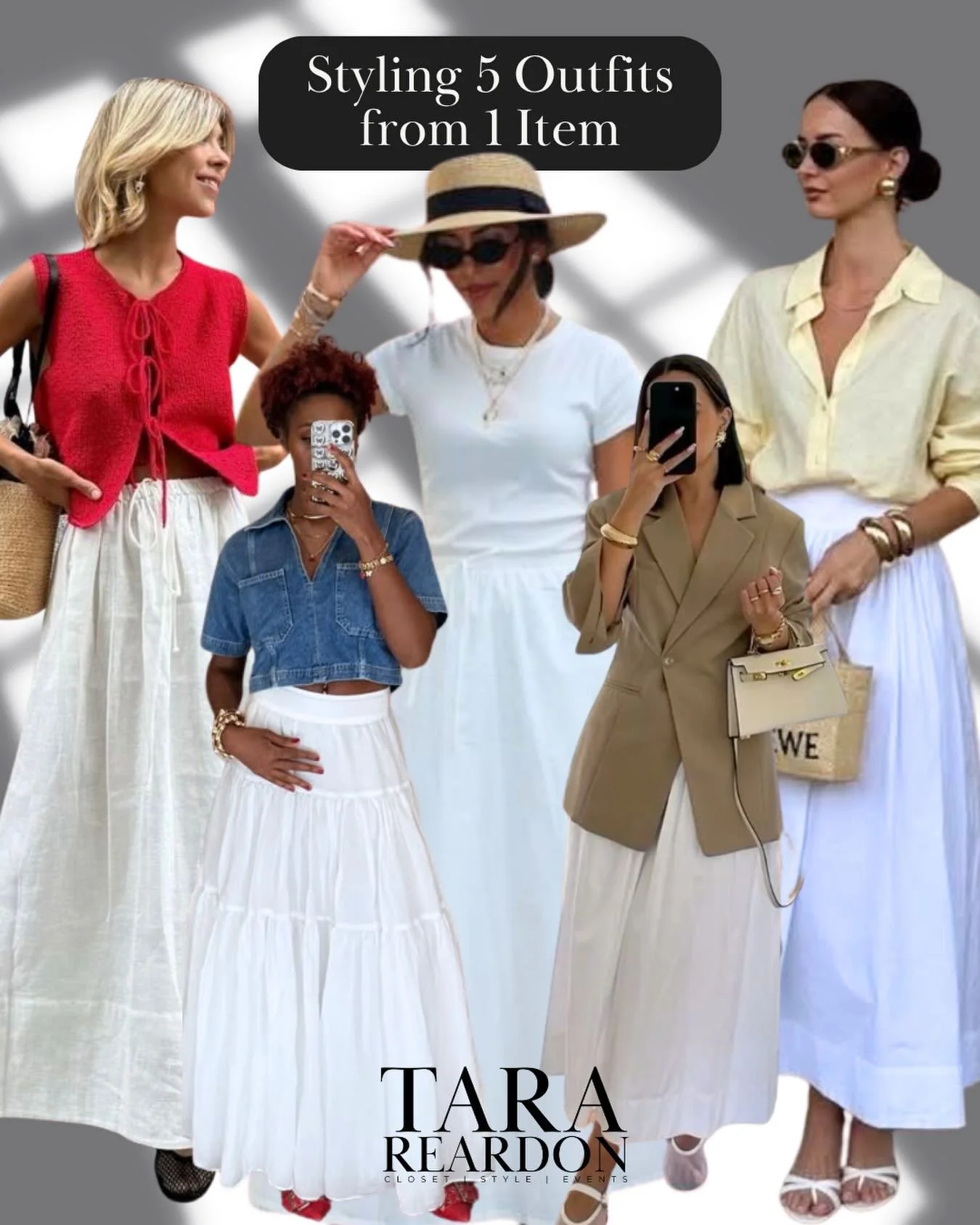 One piece. Five outfits with completely different vibes. 🤍

This is a reminder that you don&rsquo;t need more clothes, you need more WAYS to wear what you already own. A staple like a white maxi skirt can flex from casual coffee runs to polished and