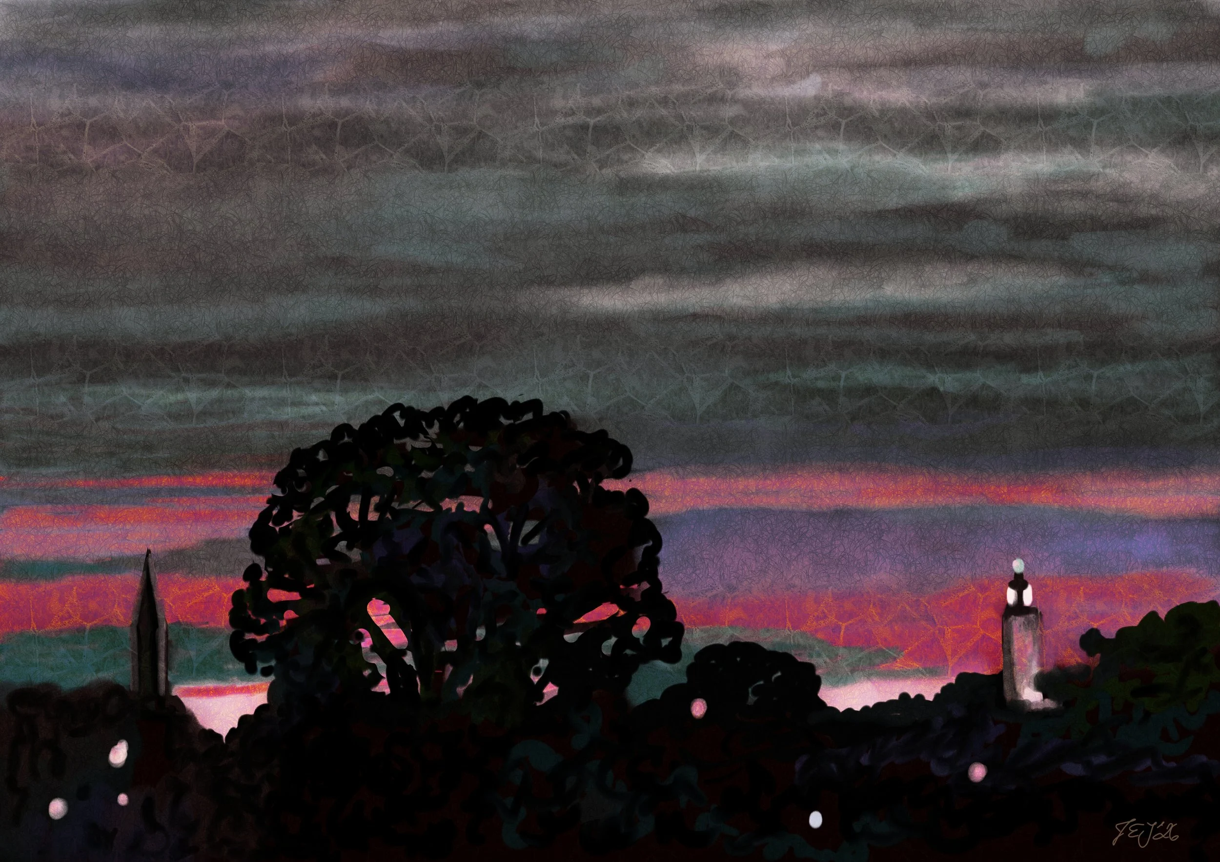 Two Steeples, Evening