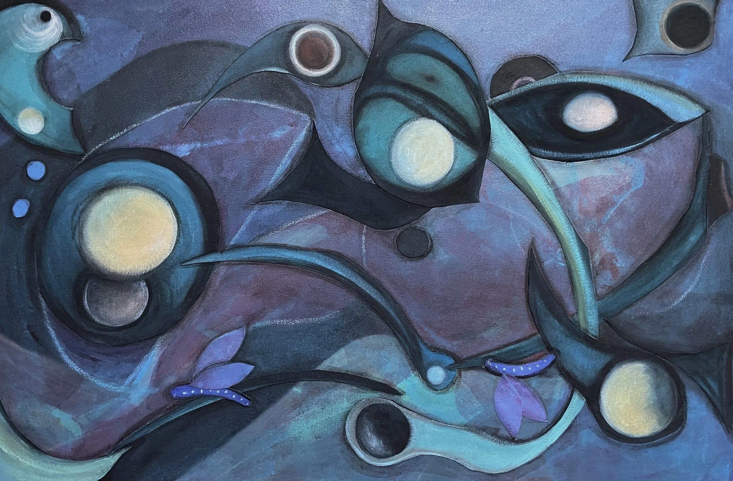 Meiko Georgouras, Forms 6, (2026) Acrylic collage on framed canvas