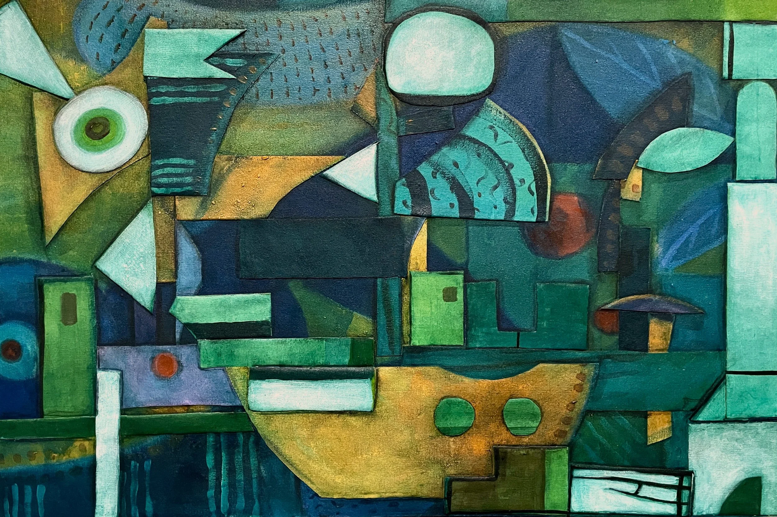 Meiko Georgouras, Forms 7, (2026) Acrylic collage on framed canvas