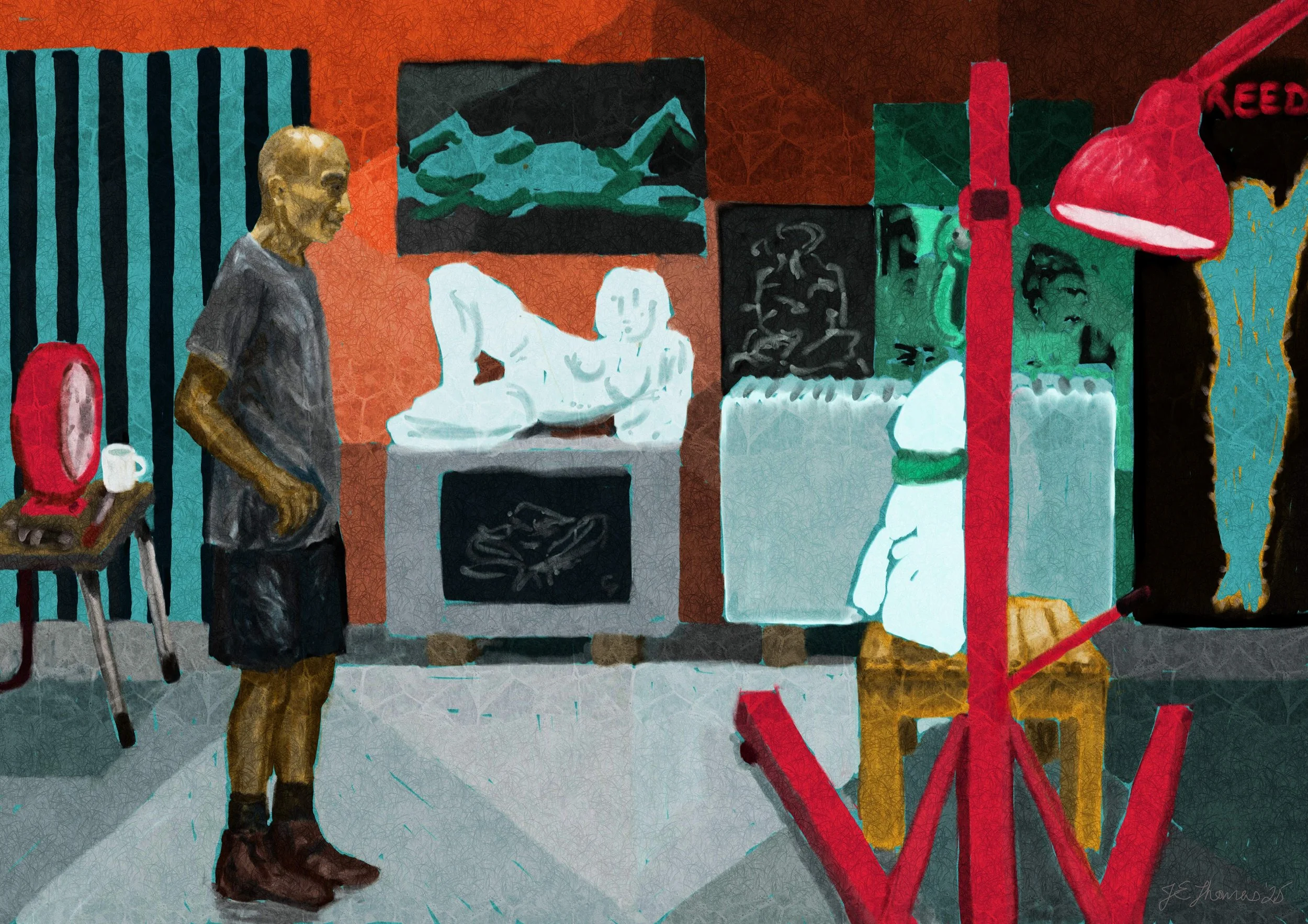 Studio Interior with Sculptor