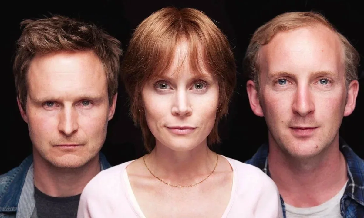 A publicity image for New Zealand film Consent The Louise Nicholas Story. The image shows left to right actors Kelson Henderson, Michelle Blundell and Jason Hodzelmans looking to camera