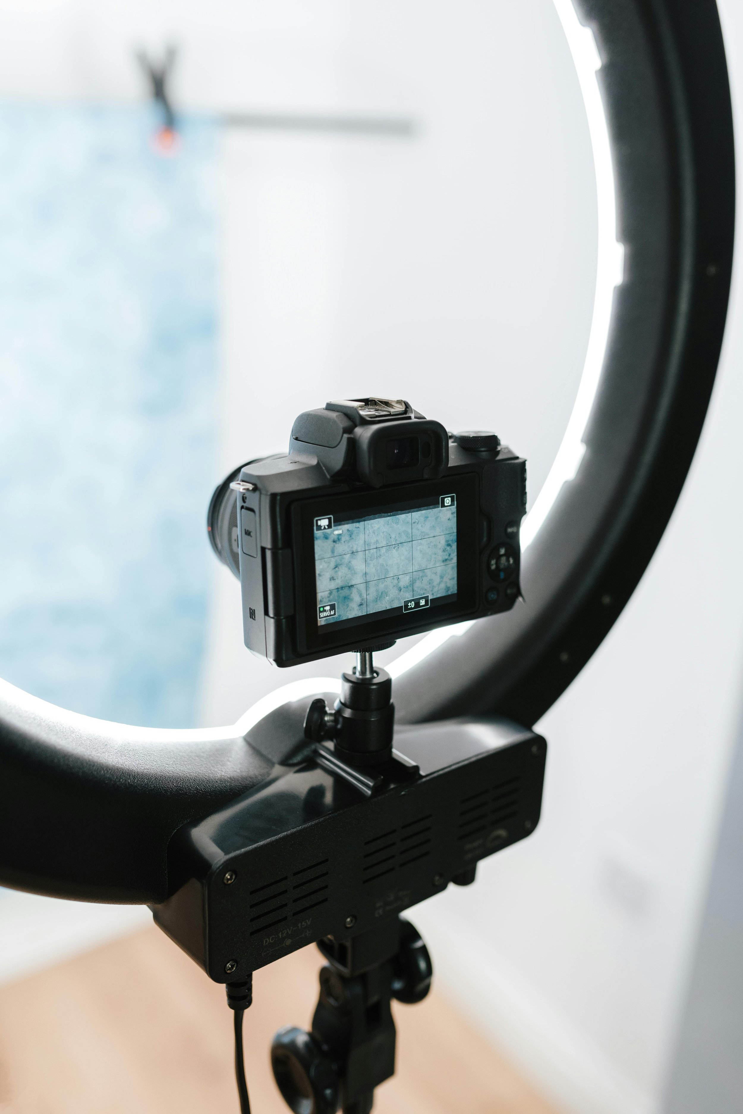 A self taping set up with ring light and camera