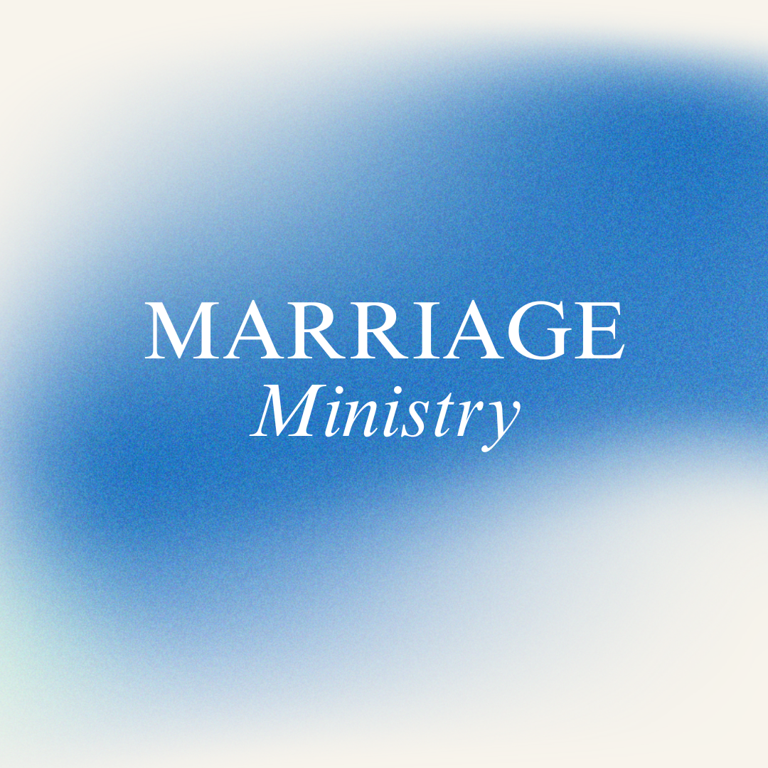 Cover with blue and white gradient background and text that reads 'Marriage Ministry' in white font.