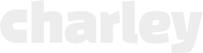 The word 'charley' in large, bold, white letters on a black background.