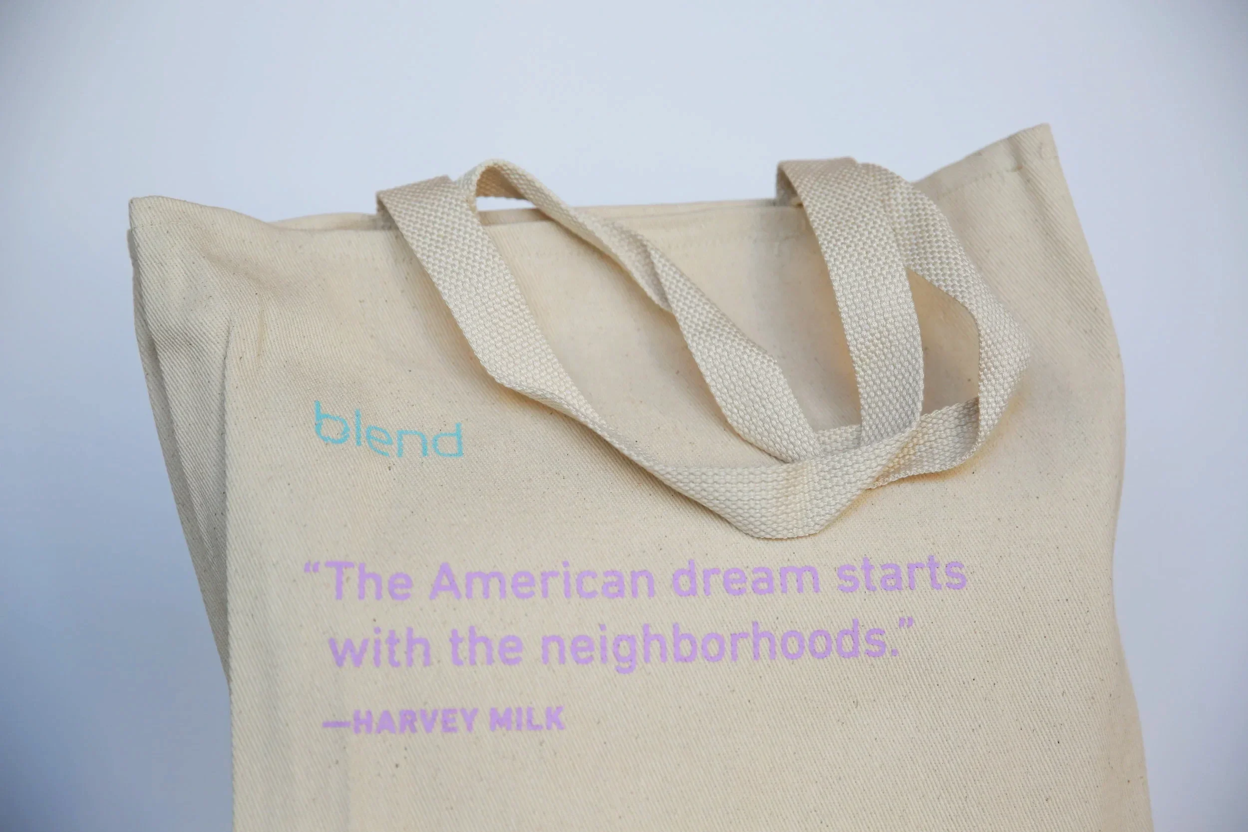 Tote designed for Blend Labs recruiting events, including Grace Hopper and Lesbians Who Tech (back).