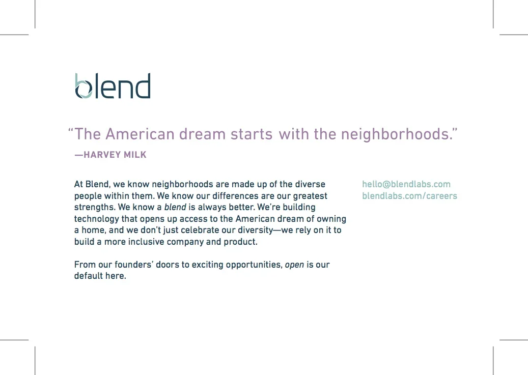 Postcard design for Blend Labs (back).