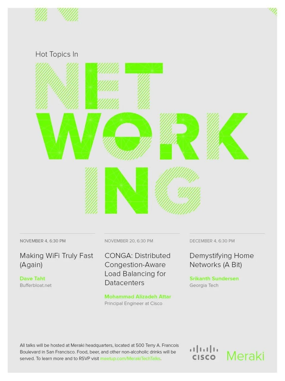 Poster for Meraki Tech Talk series