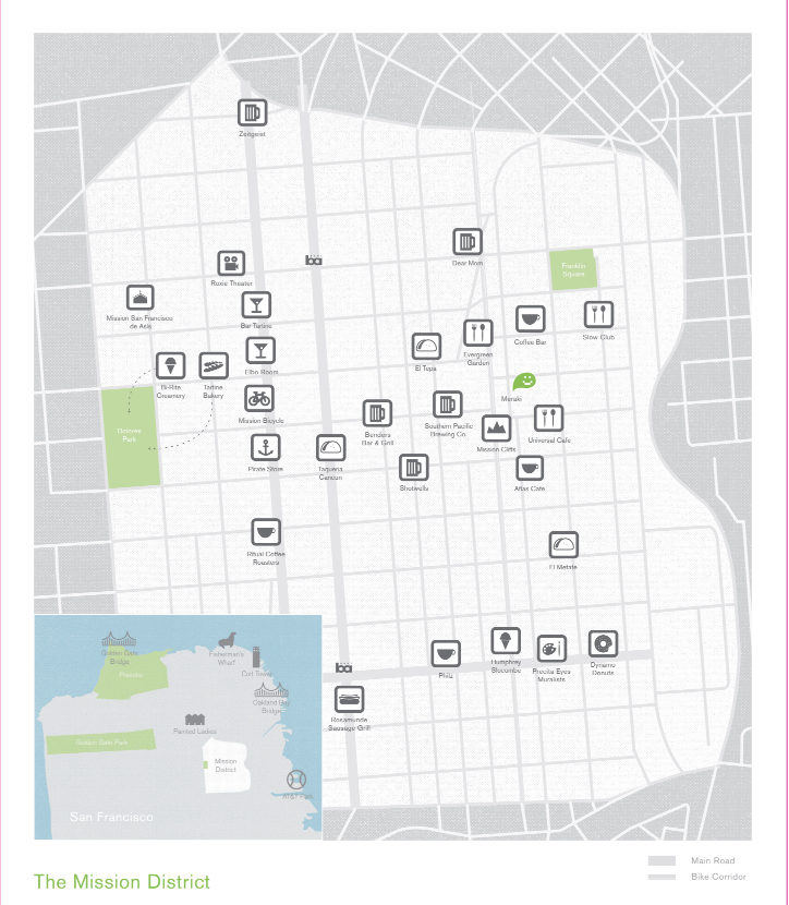 Meraki Recruiting Collateral // A very cute map of the Mission District, included in the University Recruiting collateral we brought to career fairs.