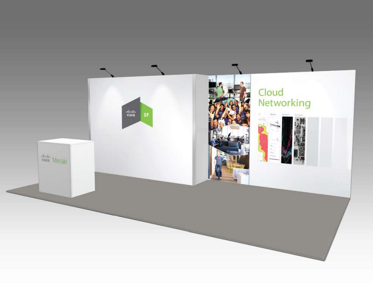 Meraki university recruiting booth mockup // Our very stylish university recruiting booth for the brief post-acquisition season when we were "Cisco SF".