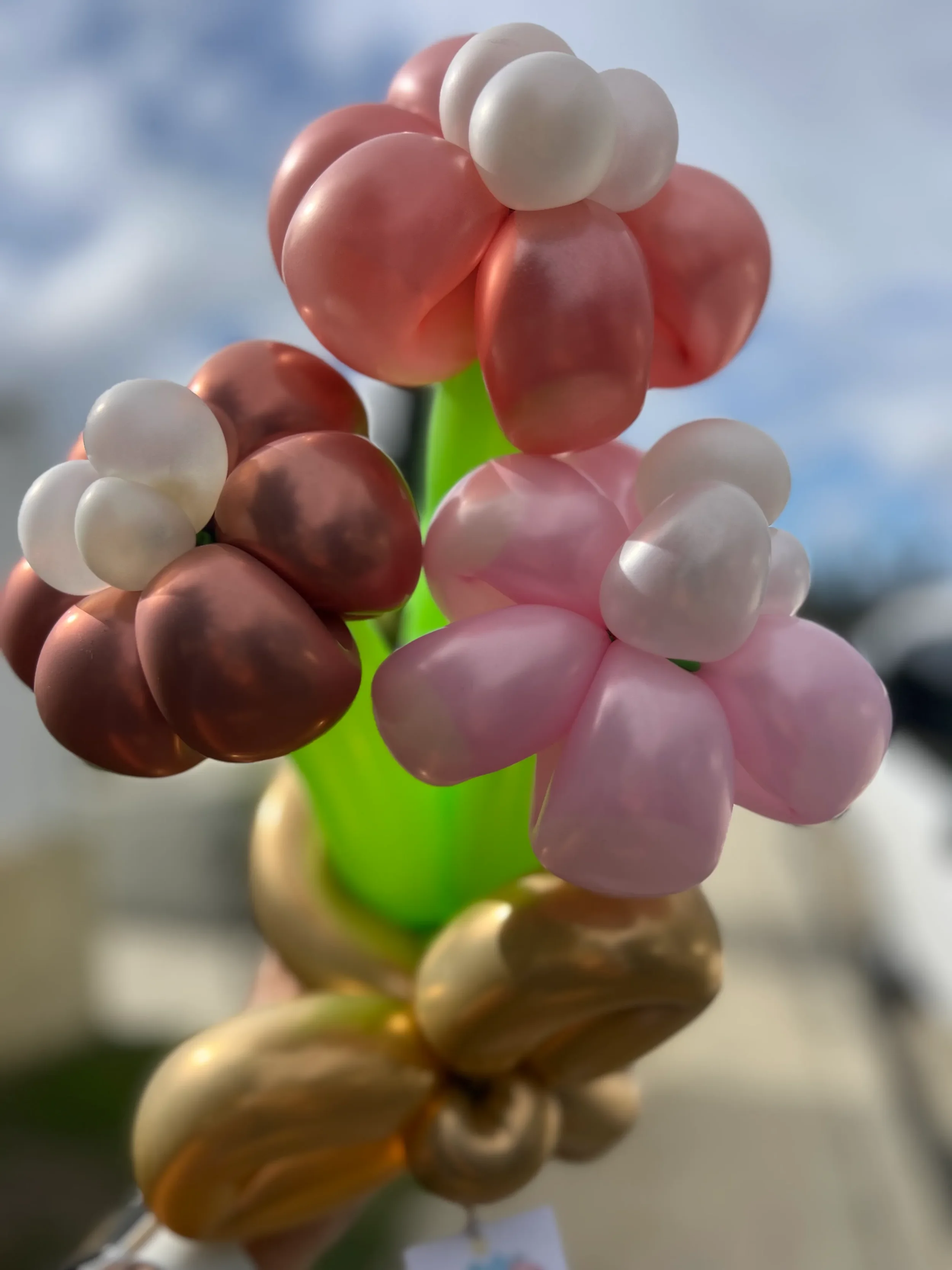 Colorful balloon flower designs created by a balloon artist in Temecula, California