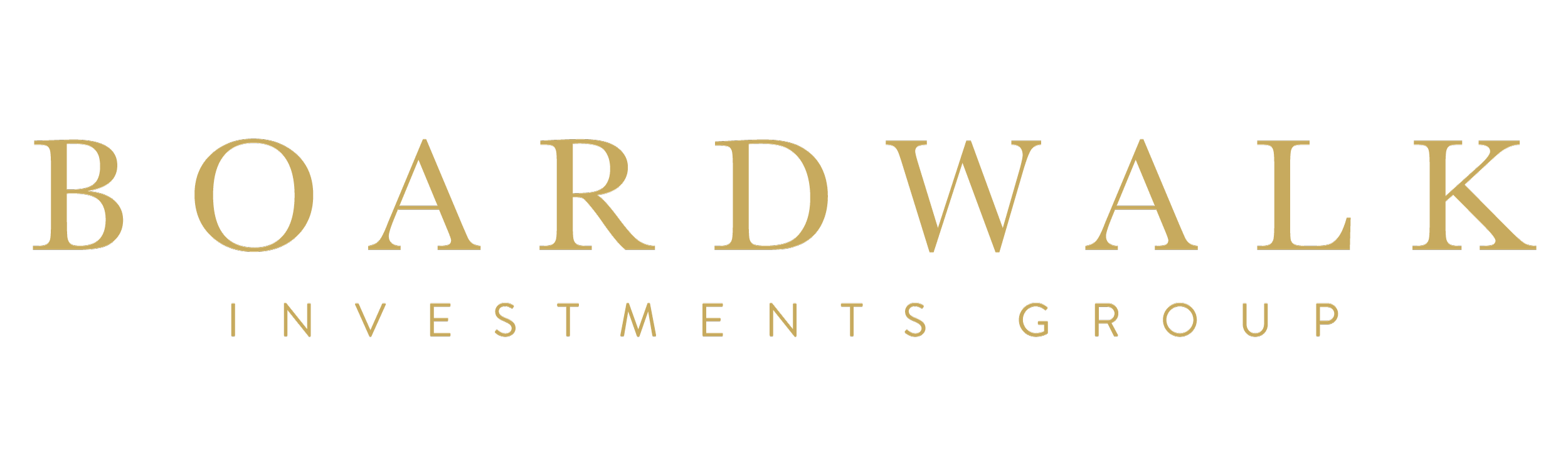 Boardwalk Investments Group logo with black background and gold text