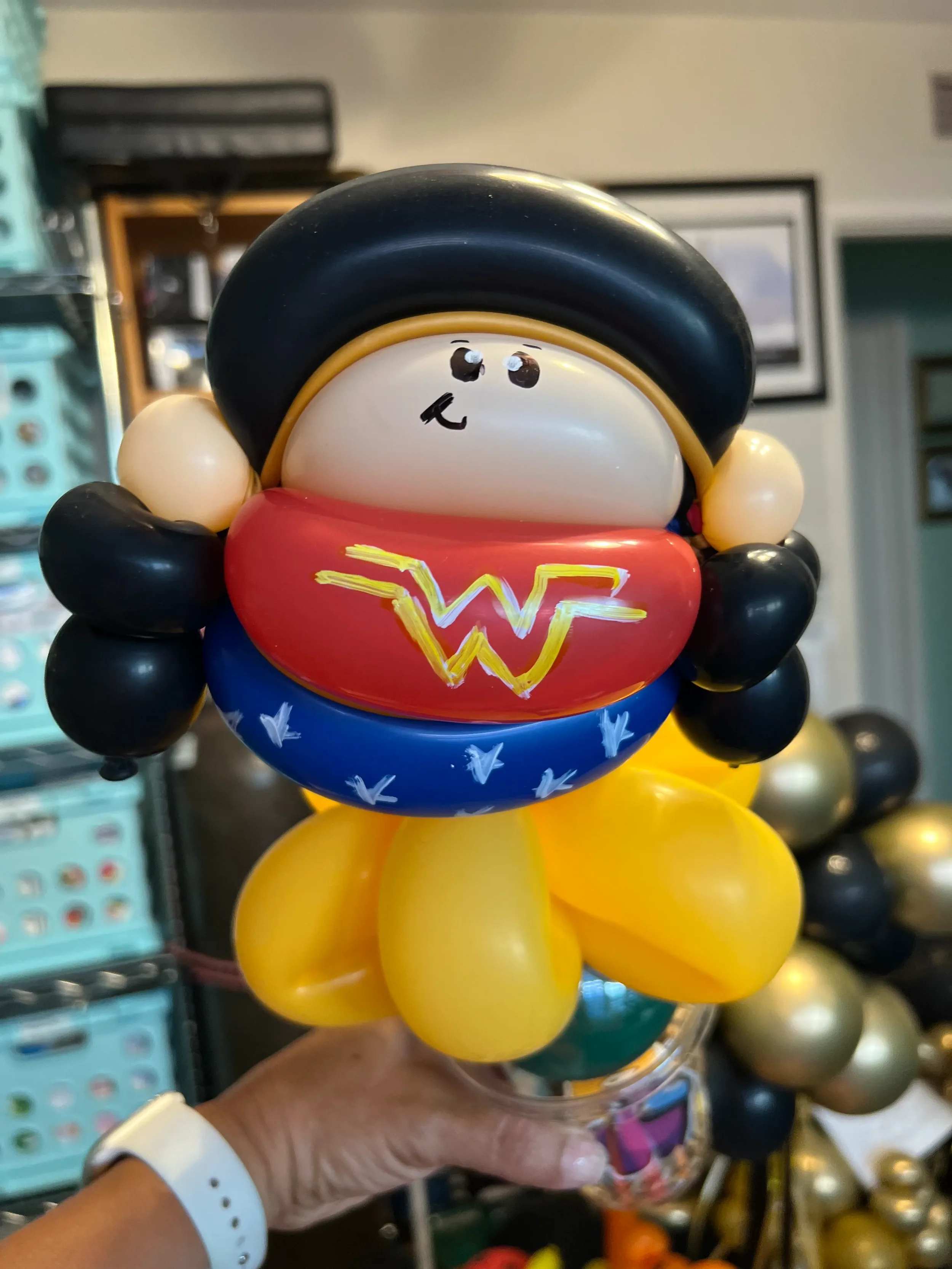 Superhero-themed balloon design made by a balloon artist in Temecula, California