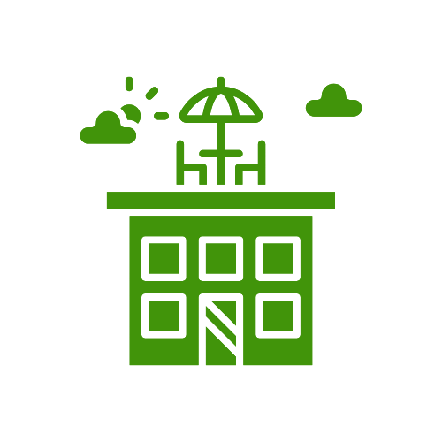 green outline deck with umbrella icon