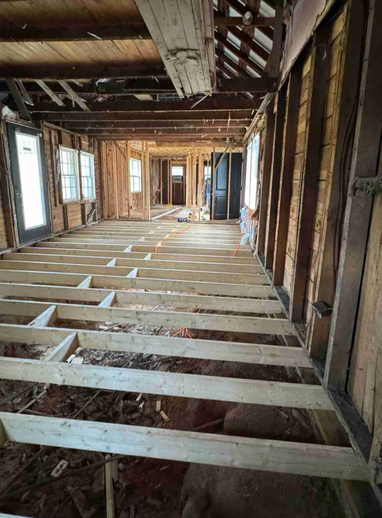 interior floor joist and wall framing during home renovation in McMinnville TN