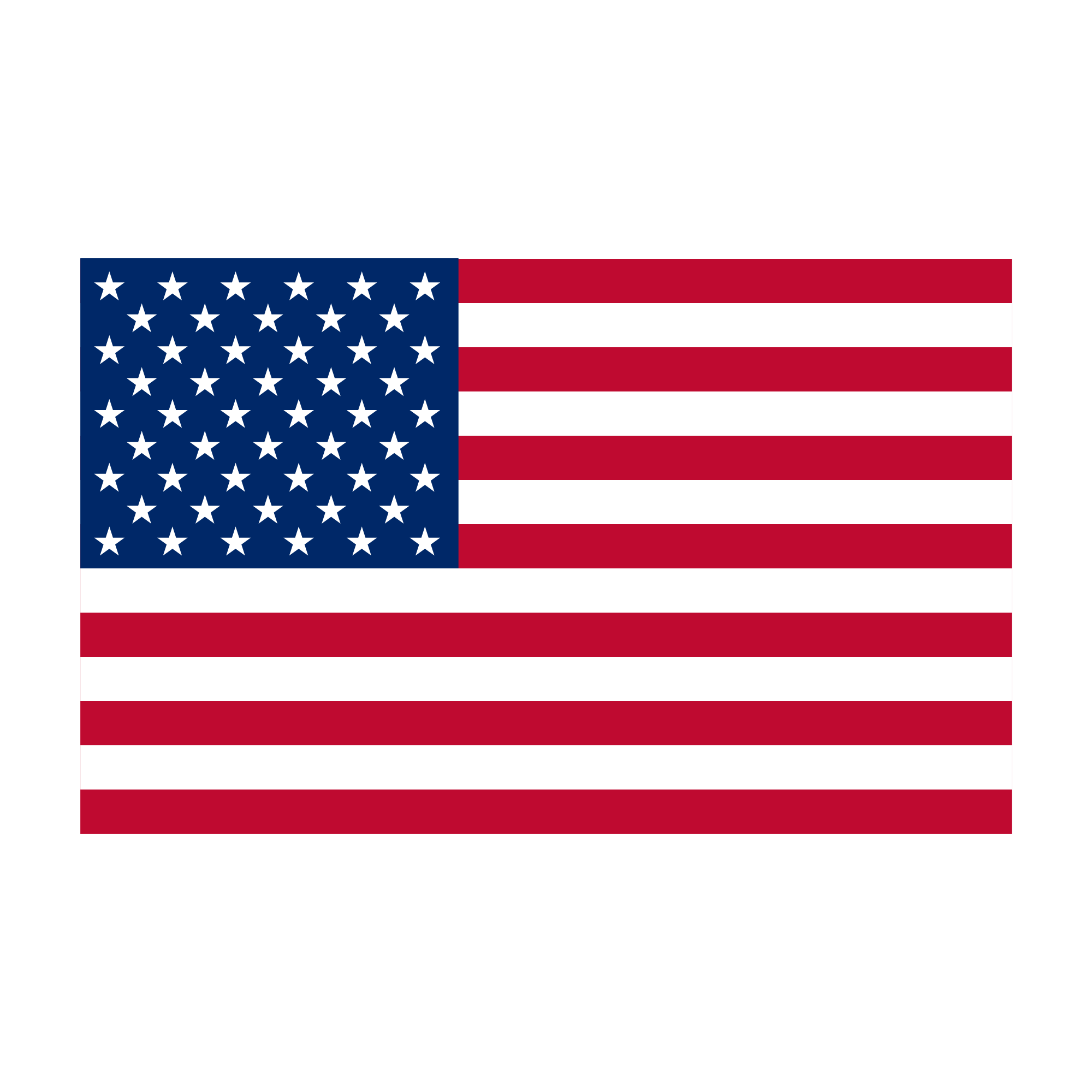 Bandera de Estados Unidos con franjas rojas y blancas y un campo azul con estrellas blancas.