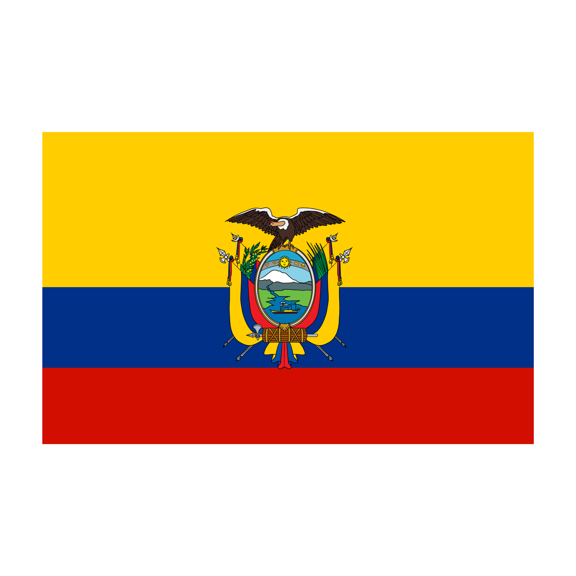 Bandera de Bolivia con el escudo de armas en el centro.
