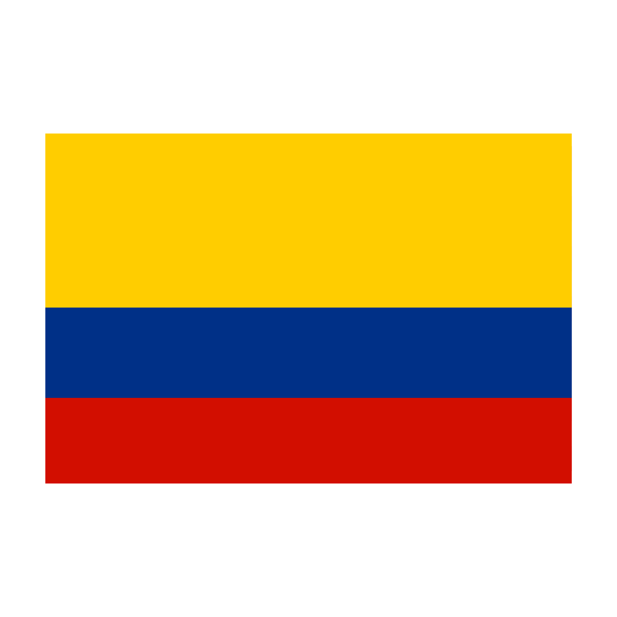 Bandera de Colombia con franjas amarilla, azul y roja.