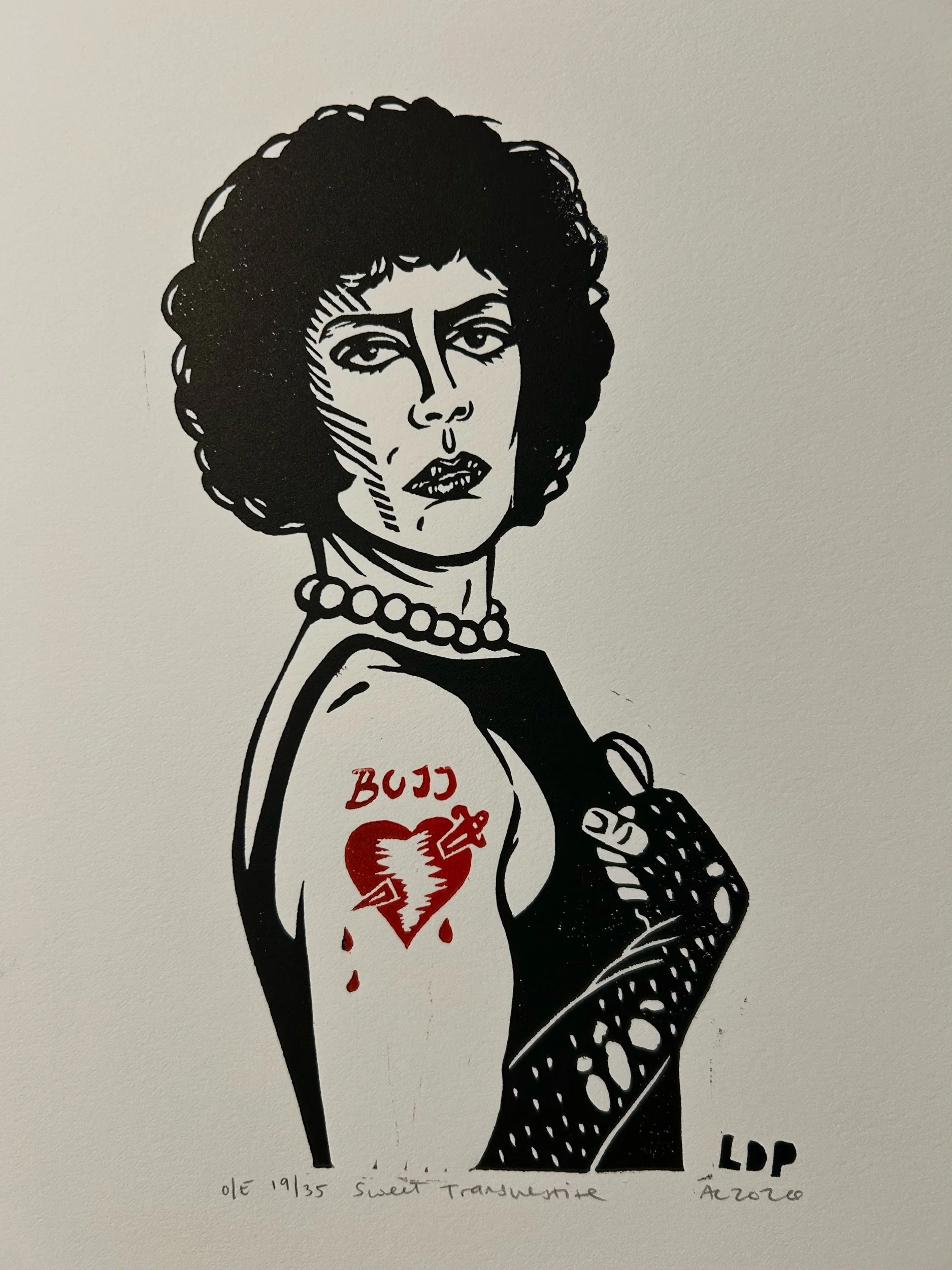Dr Frank-N-Furter Linocut Block Print