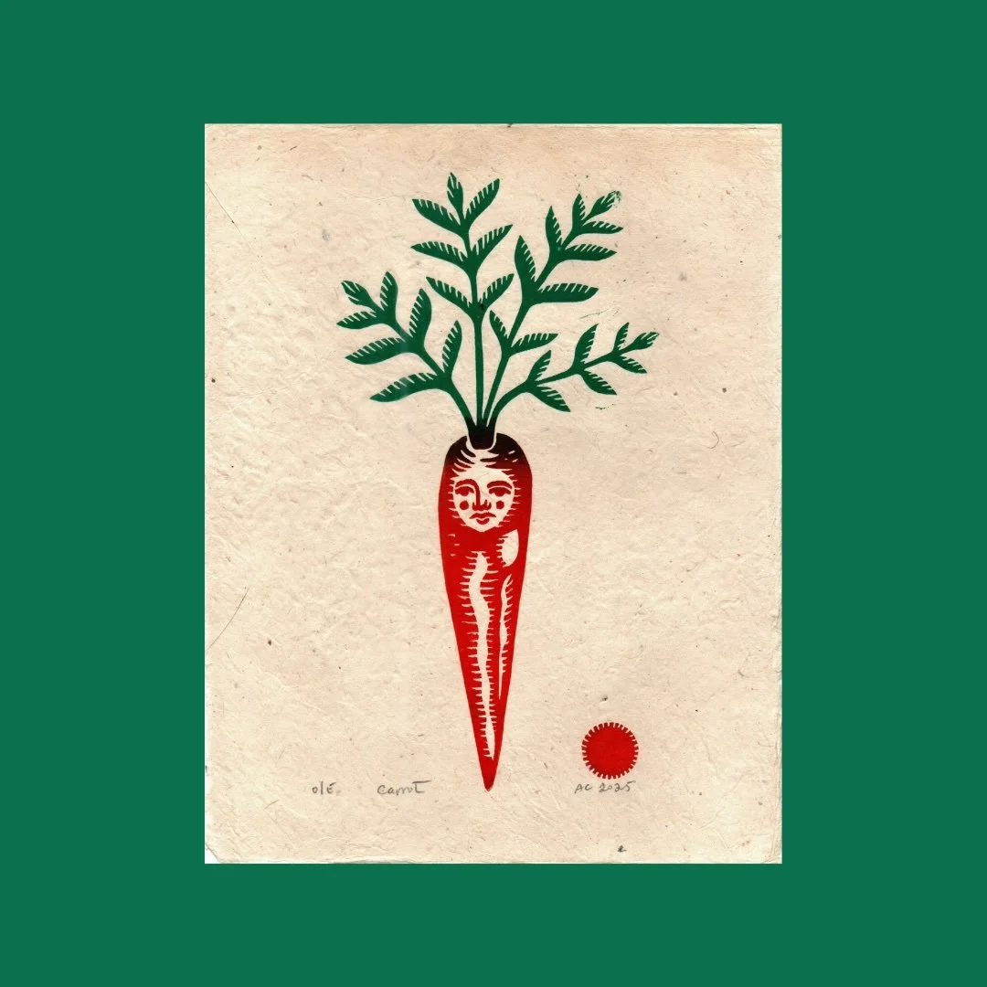 Carrot Linocut Block Print