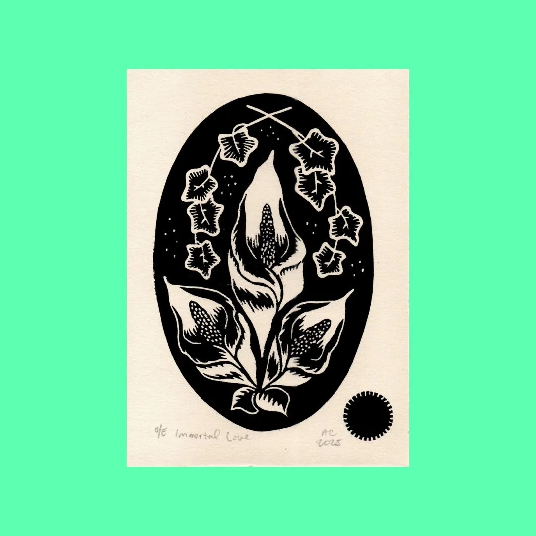 Immortal Love Linocut Block Print