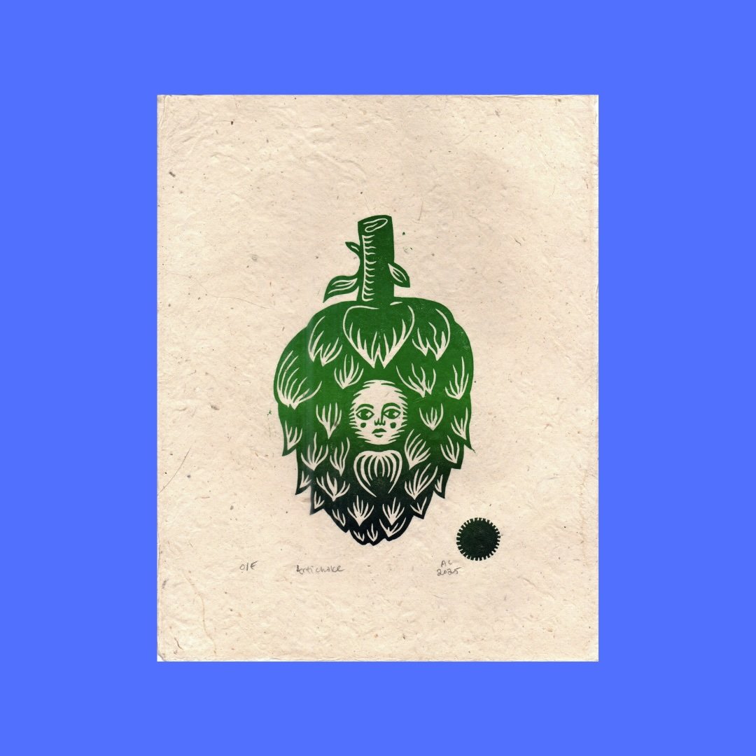 Artichoke Linocut Block Print