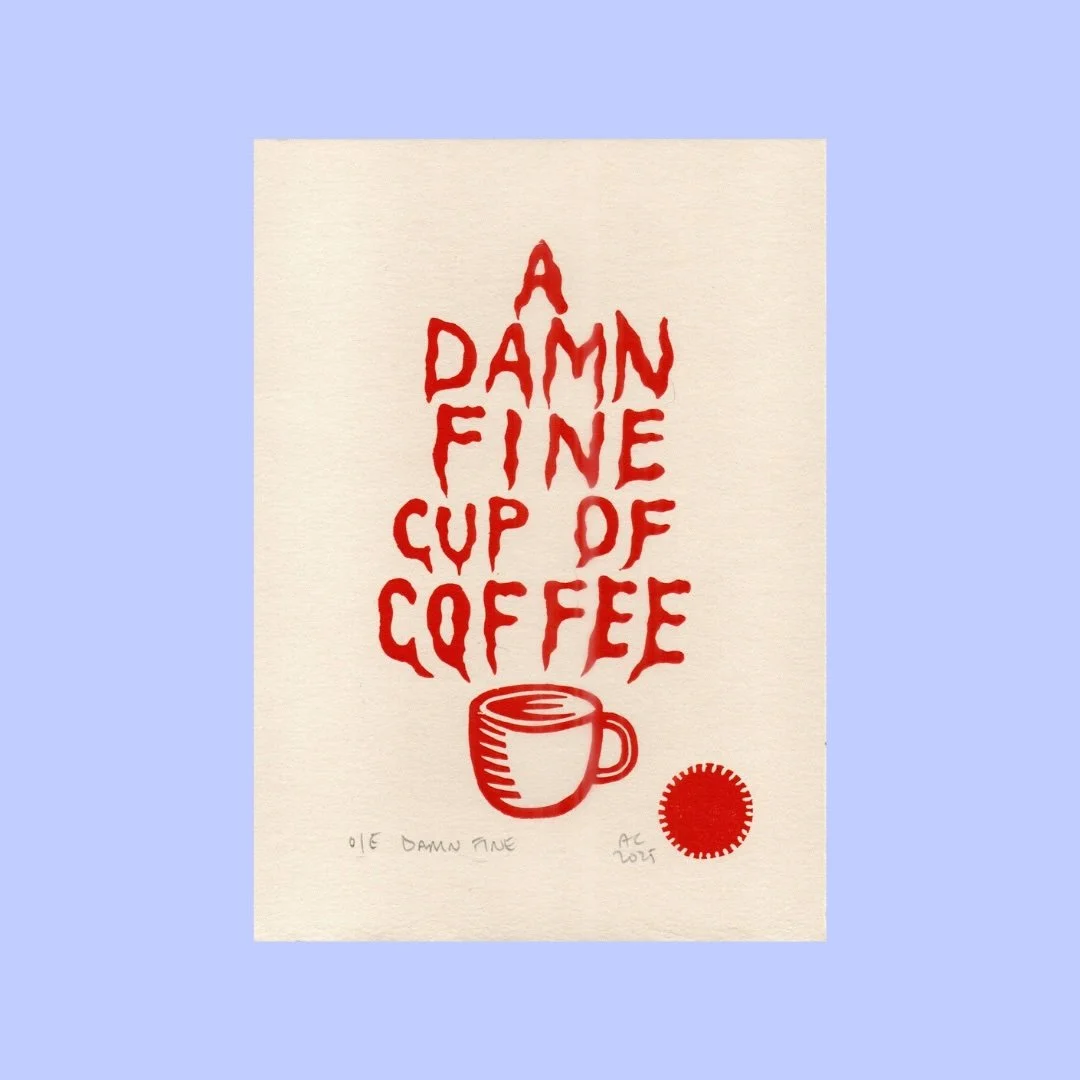 Damn Fine Linocut Block Print