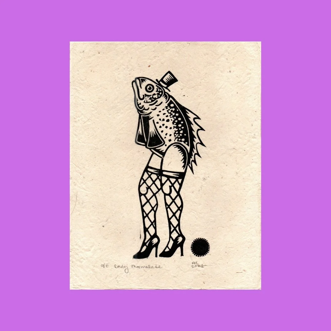 Lady Marmalade Linocut Block Print