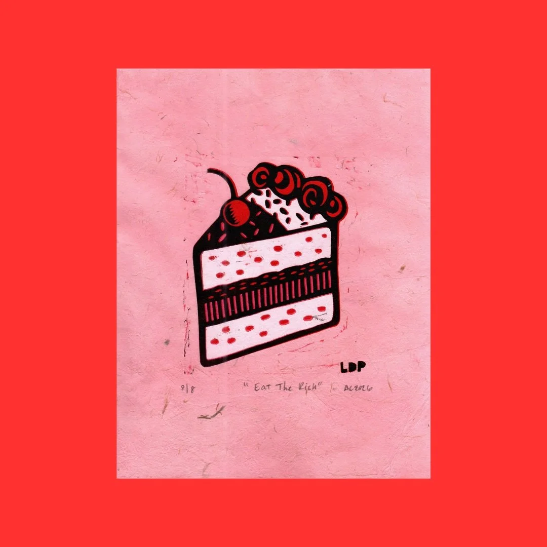 Eat The Rich Linocut Block Print
