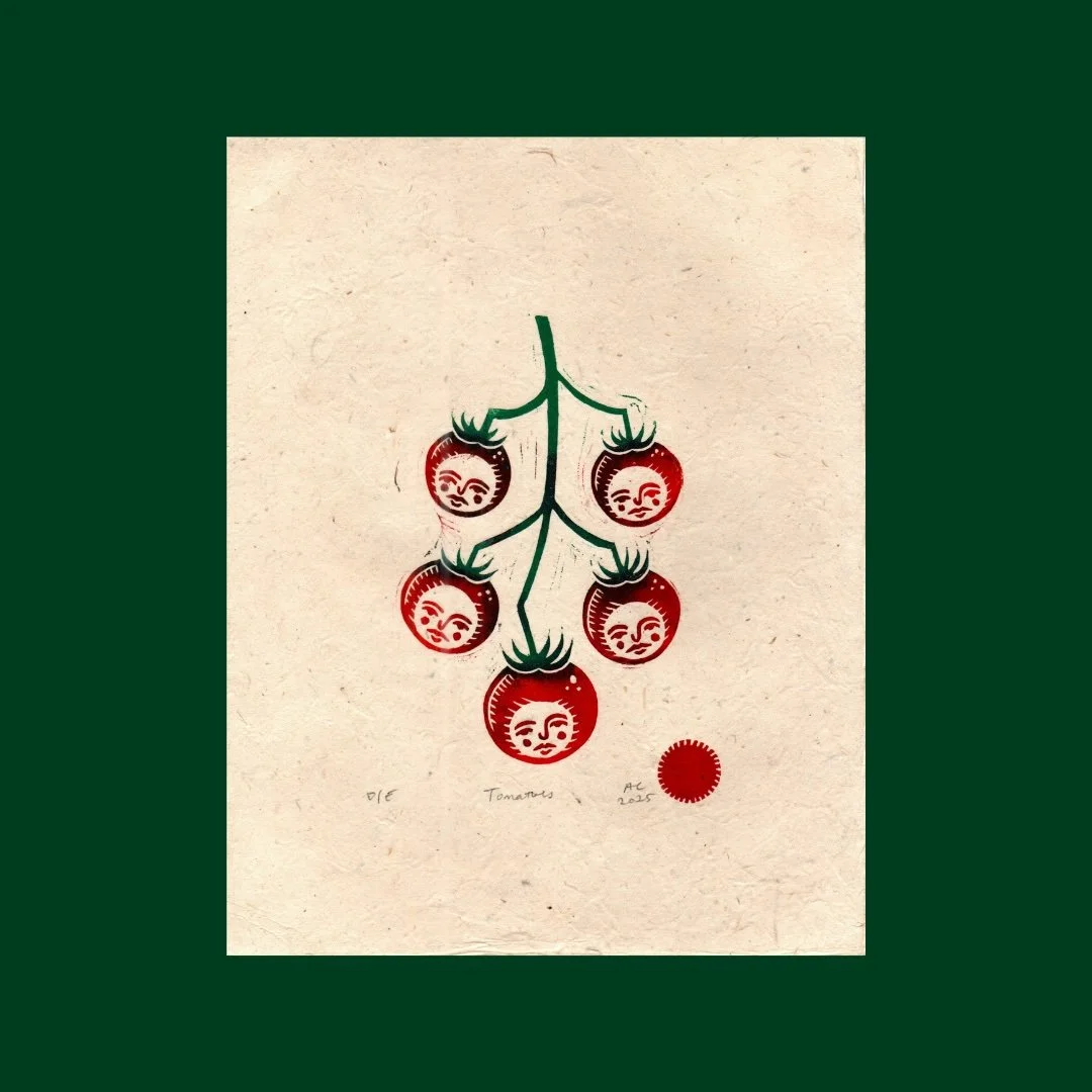 Tomatoes Linocut Block Print