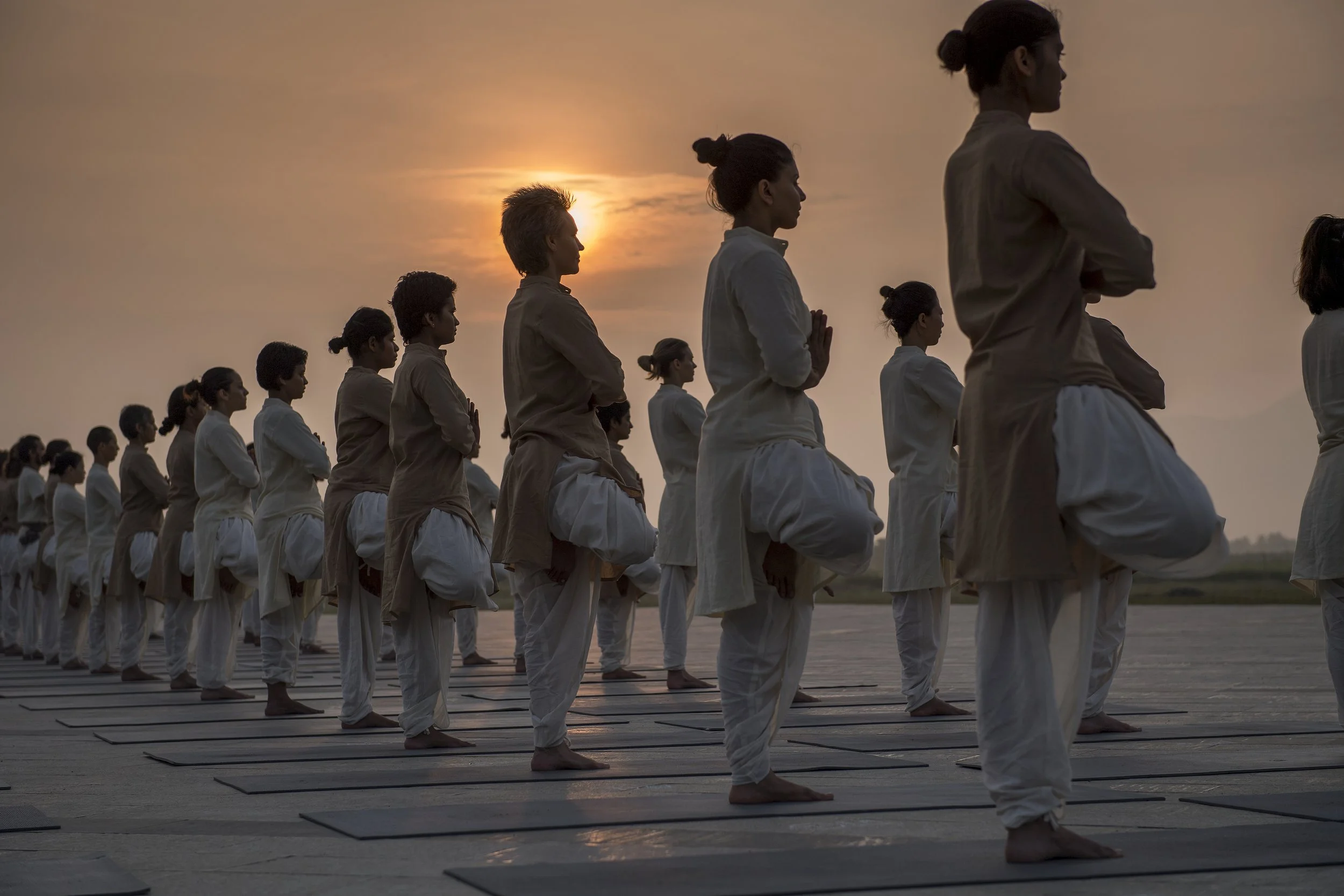 Group practising yogasana classical hatha yoga practice in Melbourne