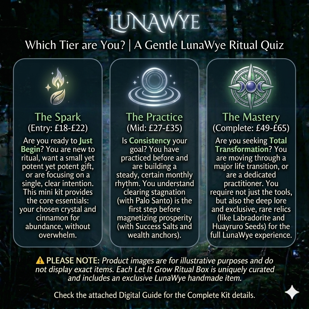 Still unsure?

Trust your intuition. We invite you to view the Let It Grow Complete Ritual Box Digital Guide (attached below) to see the level of detail and traditional practice that awaits you in our Mastery tier.