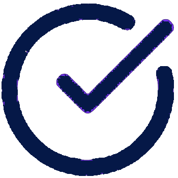 A checkmark inside a circle.