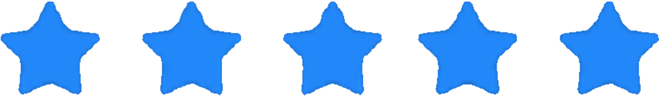 A row of five blue stars, with a blurred background.