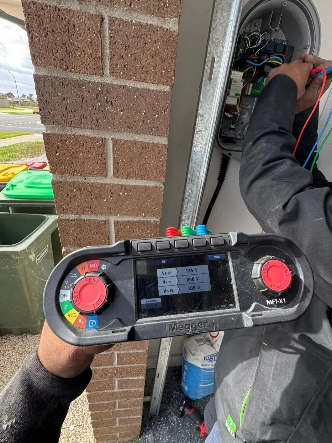  Electrical testing during Zappi EV charger installation in Werribee 