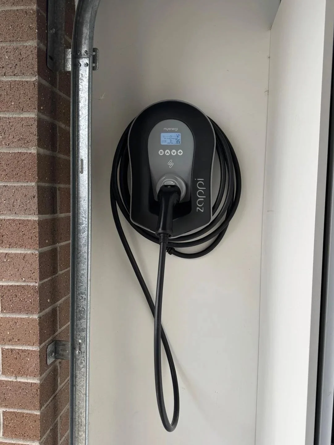  Finished Zappi EV charger installation mounted in Werribee garage 