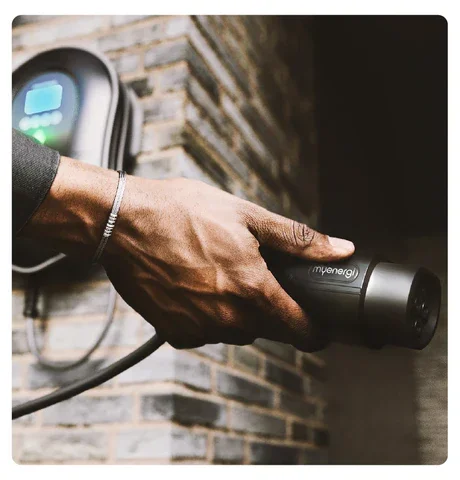 Zappi EV charger Type 2 cable being connected for home charging