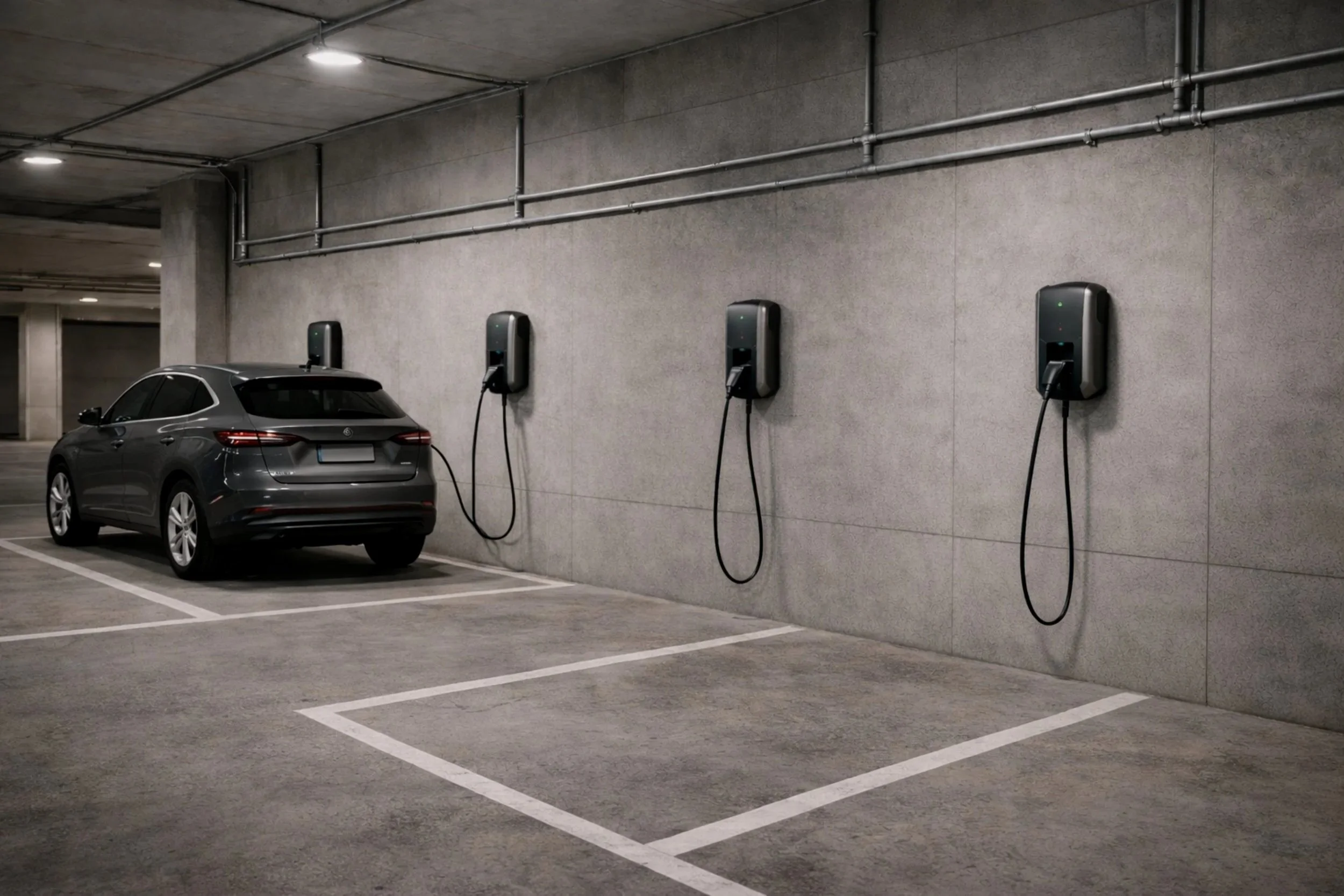 Commercial EV charging station installation in Melbourne car park