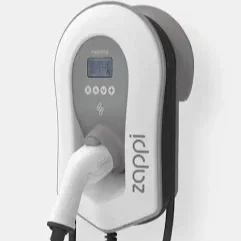 White Zappi tethered EV charger with 6.5 metre cable