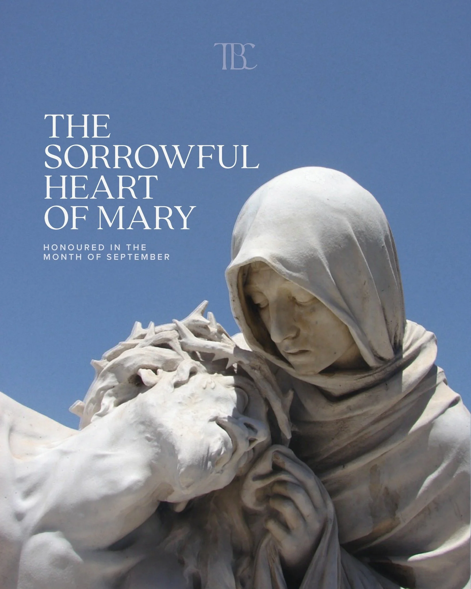 The month of September is dedicated to the Sorrowful Heart of Mary 💙

At the foot of the Cross, Our Lady's heart was pierced with a love and sorrow so deep that it draws even our own hearts to compassion. As St Alphonsus Liguori wrote, &ldquo;The su