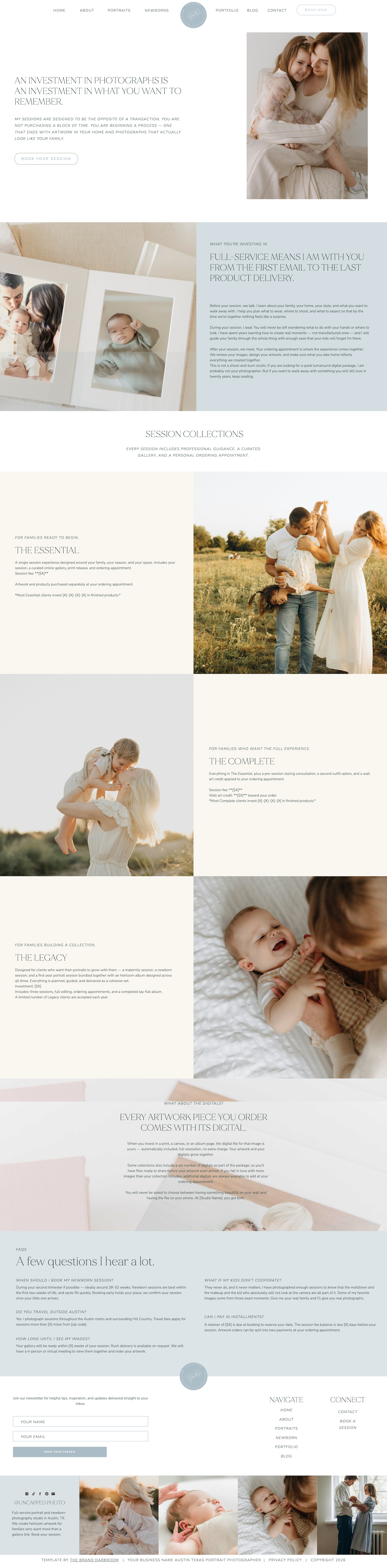 Showit Pricing/ Investment Add-on Page
