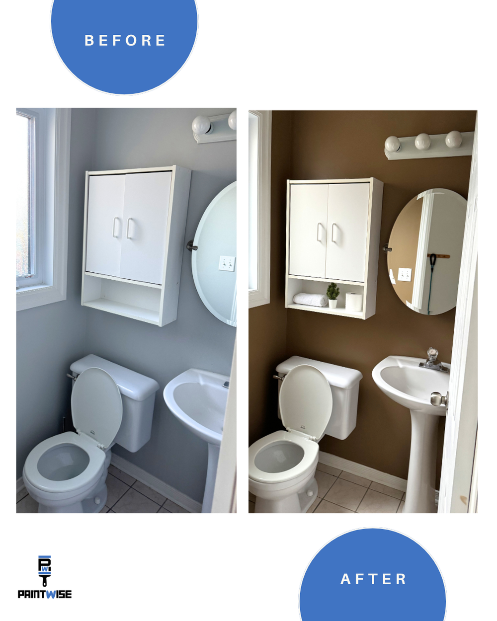 Bathroom repaint before and after