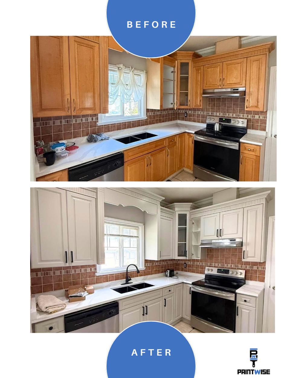 Kitchen before and after by Paintwise