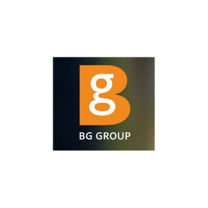 Logo of BG Group, featuring a stylized orange 'b' on a black and green background.