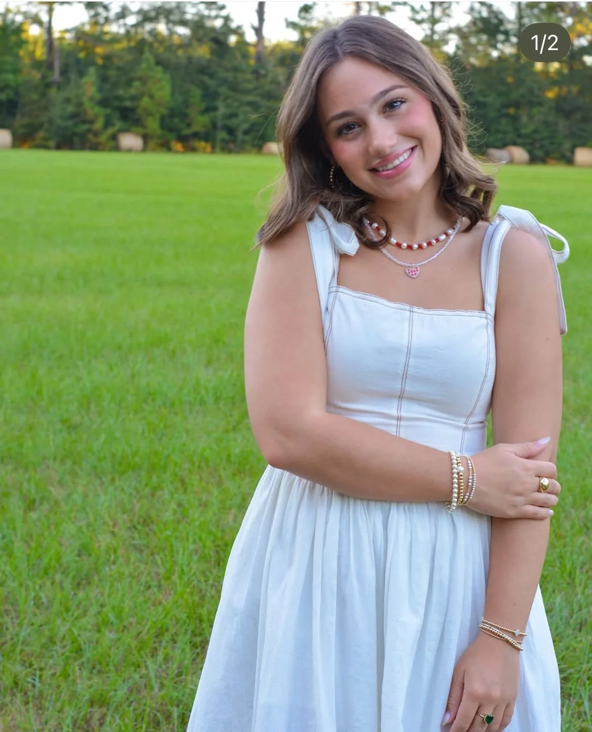 Red and White Heart Necklace
