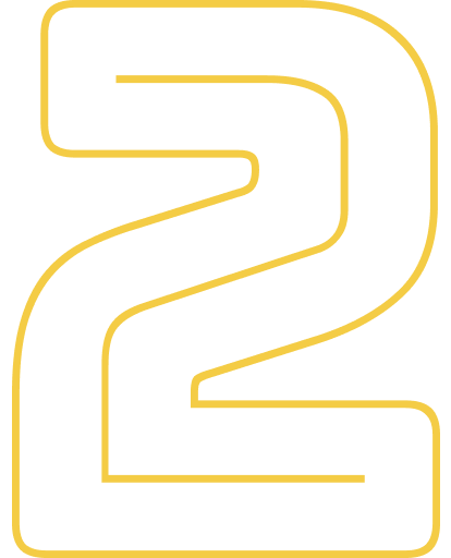 Large black number '2' outlined in gold on a black background.